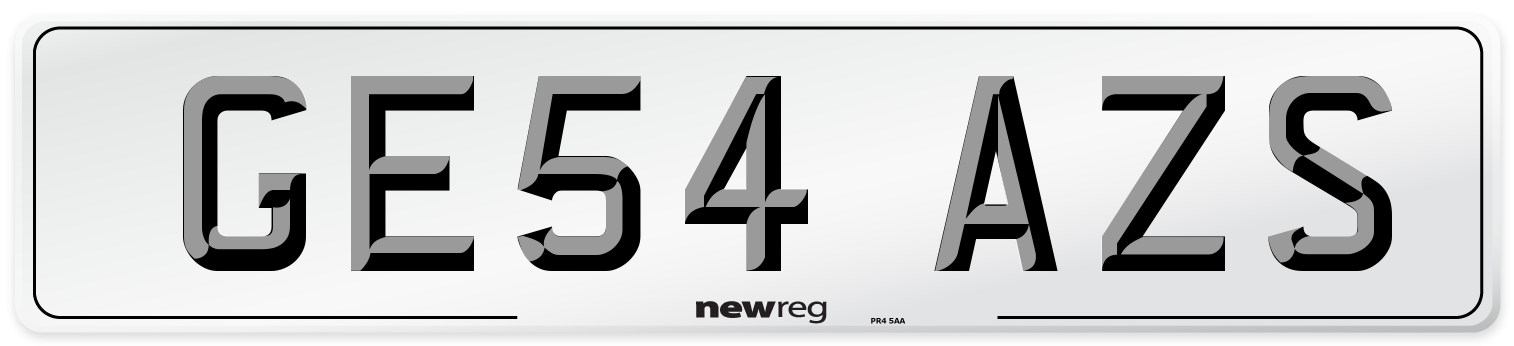 GE54 AZS Number Plate from New Reg